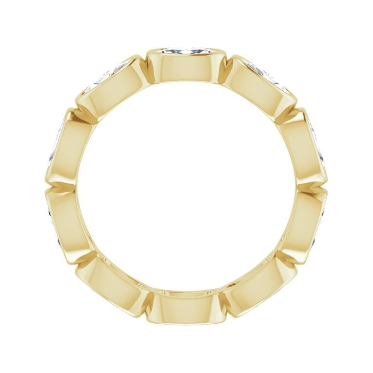 Sapphire Row Natural Diamond Oval Station Band - 10K Yellow Gold, 6.25 (view 2)