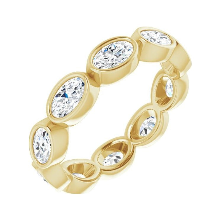 Sapphire Row Natural Diamond Oval Station Band - 10K Yellow Gold, 7.25