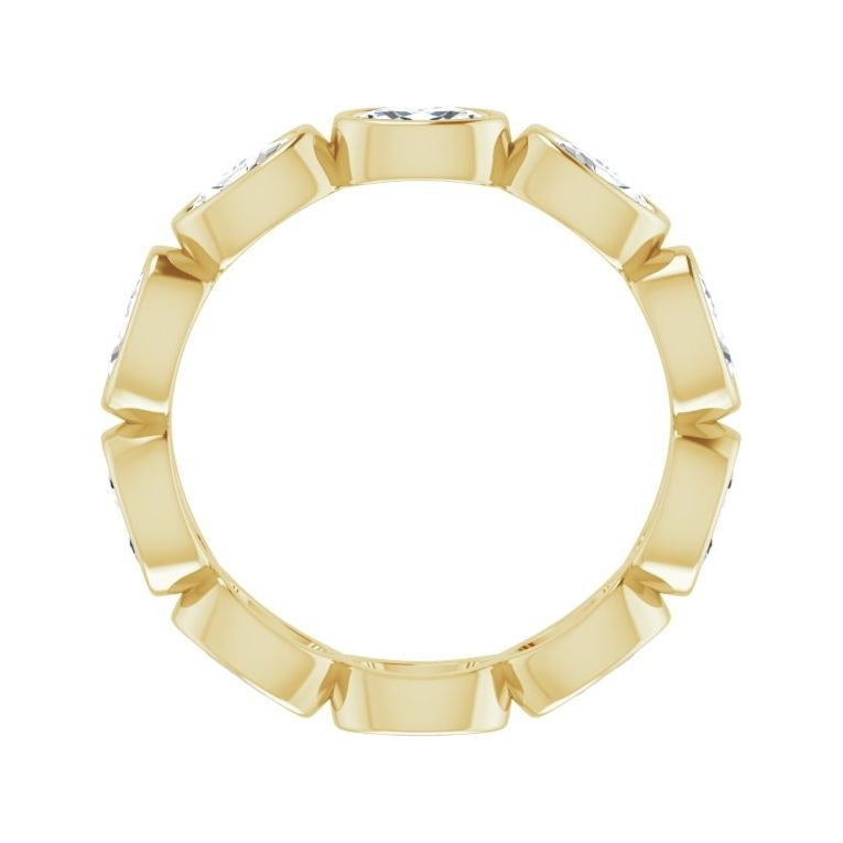 Sapphire Row Natural Diamond Oval Station Band - 10K Yellow Gold, 7.25 (view 2)