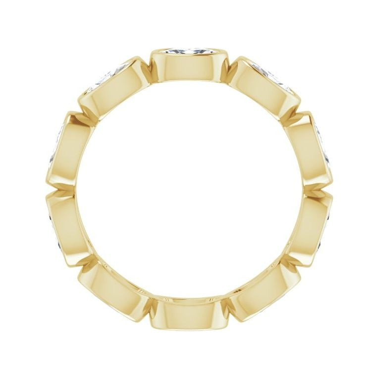 Sapphire Row Natural Diamond Oval Station Band - 10K Yellow Gold, 7.75 (view 2)