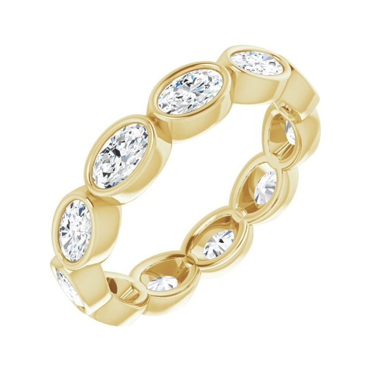 Sapphire Row Natural Diamond Oval Station Band - 10K Yellow Gold, 8.25