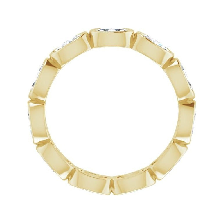 Sapphire Row Natural Diamond Oval Station Band - 10K Yellow Gold, 8.25 (view 2)