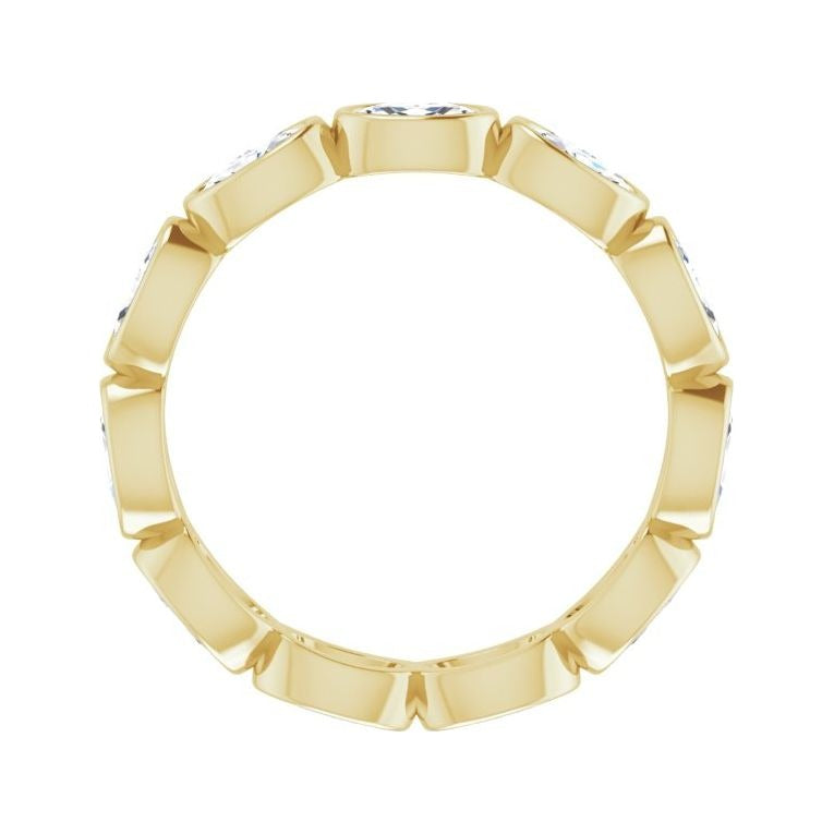 Sapphire Row Natural Diamond Oval Station Band - 10K Yellow Gold, 8.75 (view 2)