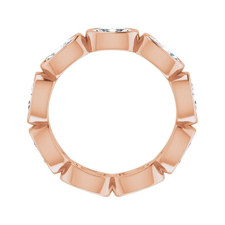 Sapphire Row Natural Diamond Oval Station Band - 10K Rose Gold, 4 (view 2)