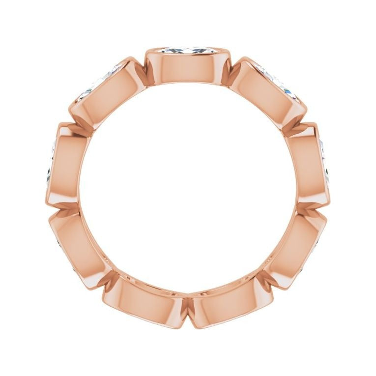 Sapphire Row Natural Diamond Oval Station Band - 10K Rose Gold, 5 (view 2)