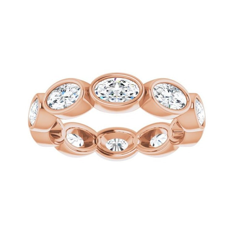 Sapphire Row Natural Diamond Oval Station Band - 10K Rose Gold, 6 (view 3)