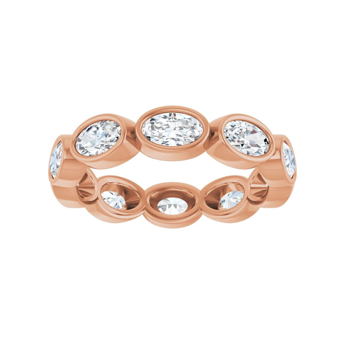 Sapphire Row Natural Diamond Oval Station Band - 10K Rose Gold, 7 (view 3)