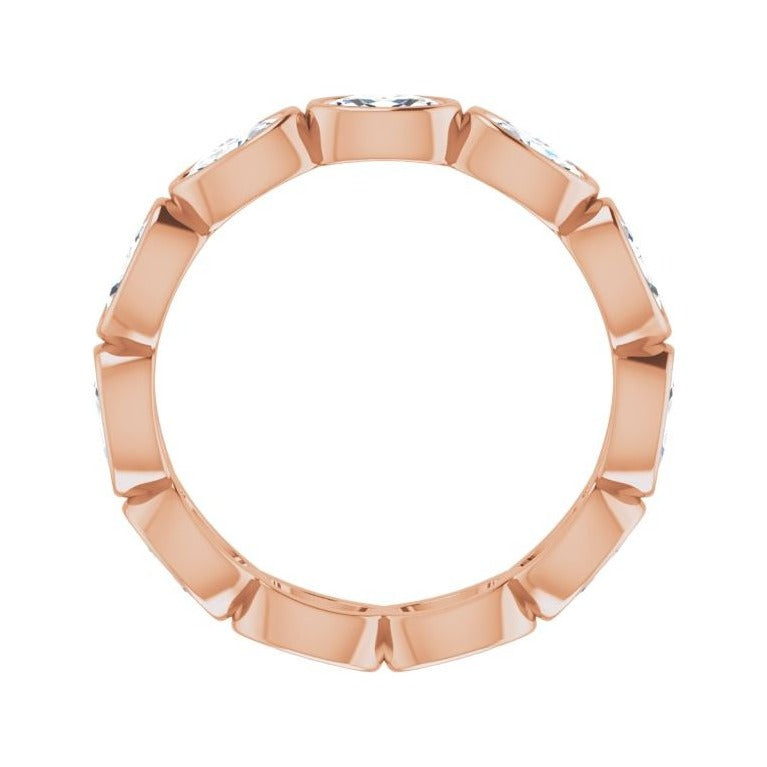 Sapphire Row Natural Diamond Oval Station Band - 10K Rose Gold, 8 (view 2)