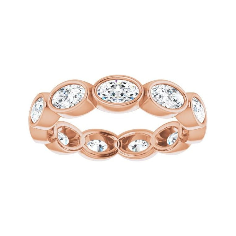 Sapphire Row Natural Diamond Oval Station Band - 10K Rose Gold, 8 (view 3)