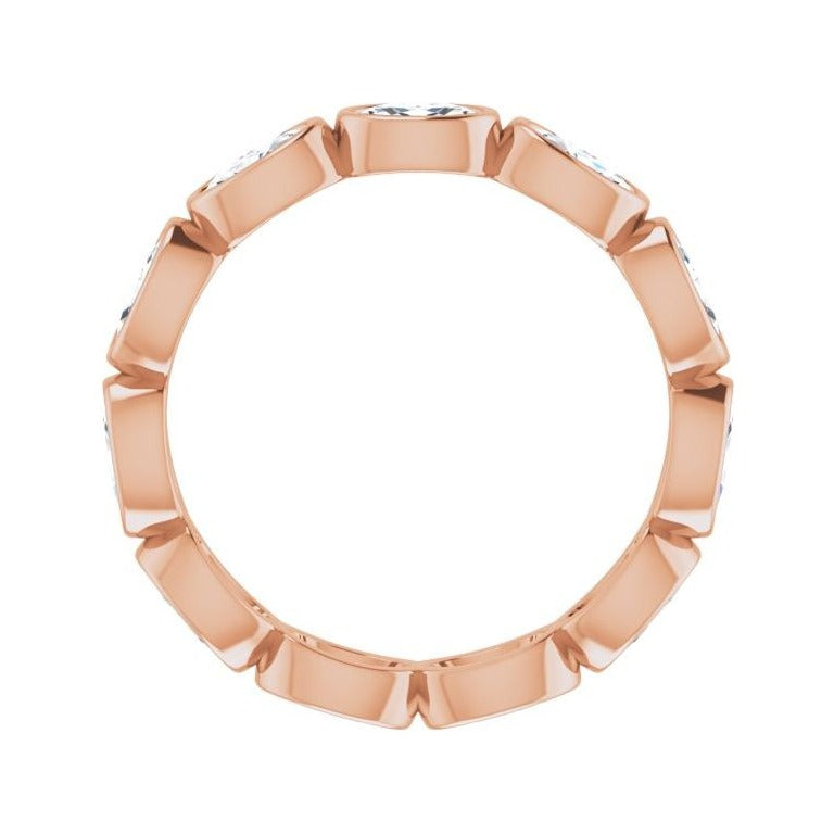 Sapphire Row Natural Diamond Oval Station Band - 10K Rose Gold, 9 (view 2)