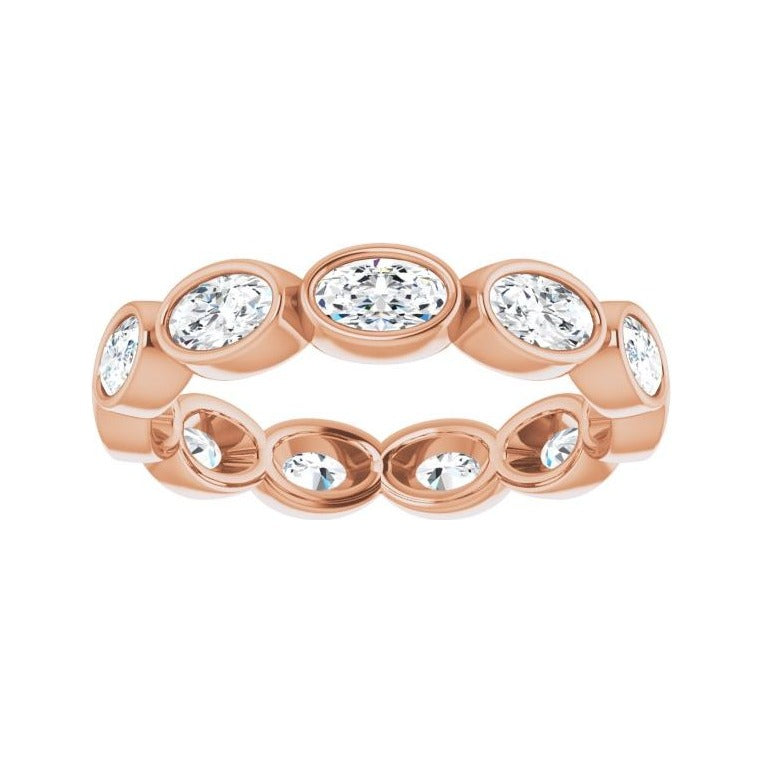 Sapphire Row Natural Diamond Oval Station Band - 10K Rose Gold, 9 (view 3)