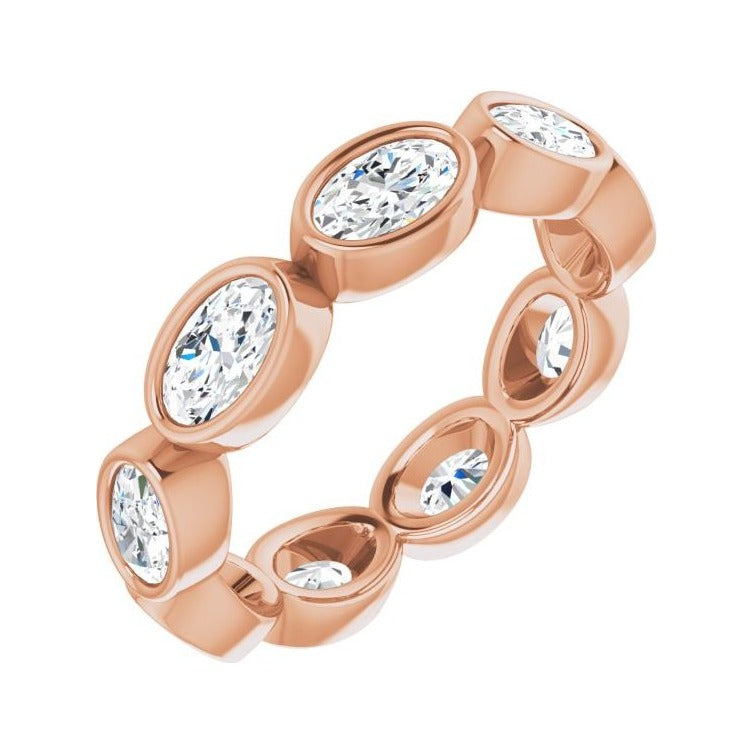 Sapphire Row Natural Diamond Oval Station Band - 10K Rose Gold, 5.5
