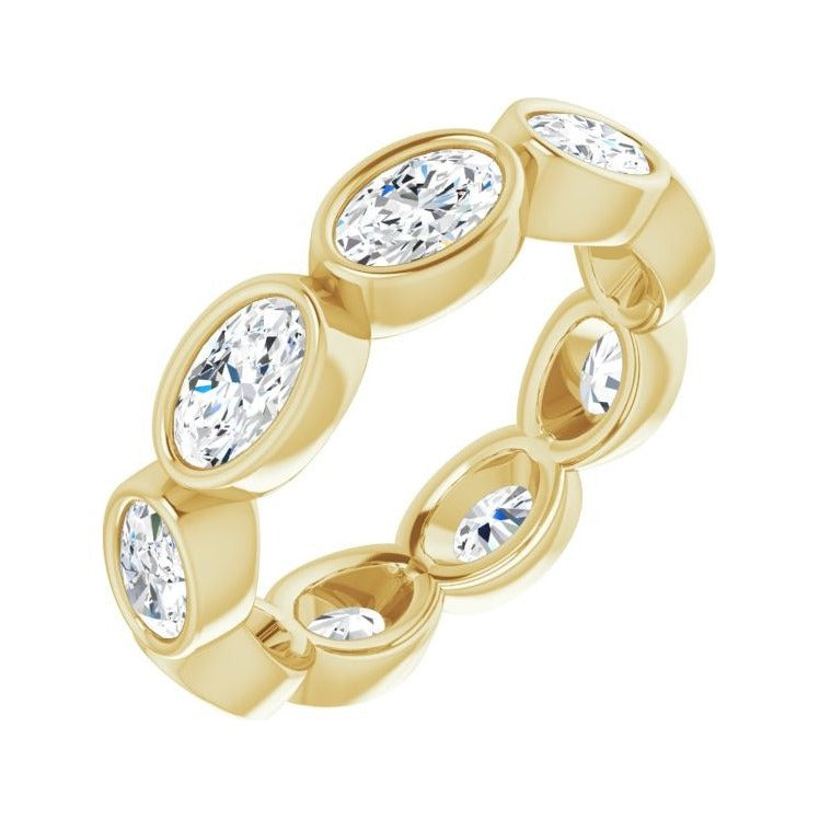 Sapphire Row Natural Diamond Oval Station Band - 10K Yellow Gold, 4