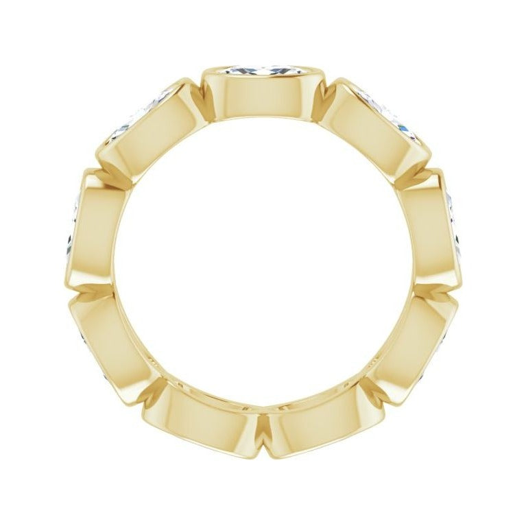 Sapphire Row Natural Diamond Oval Station Band - 10K Yellow Gold, 4 (view 2)