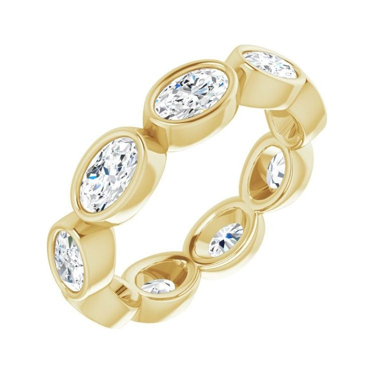 Sapphire Row Natural Diamond Oval Station Band - 10K Yellow Gold, 5