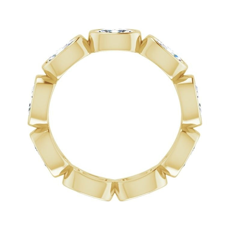 Sapphire Row Natural Diamond Oval Station Band - 10K Yellow Gold, 5 (view 2)