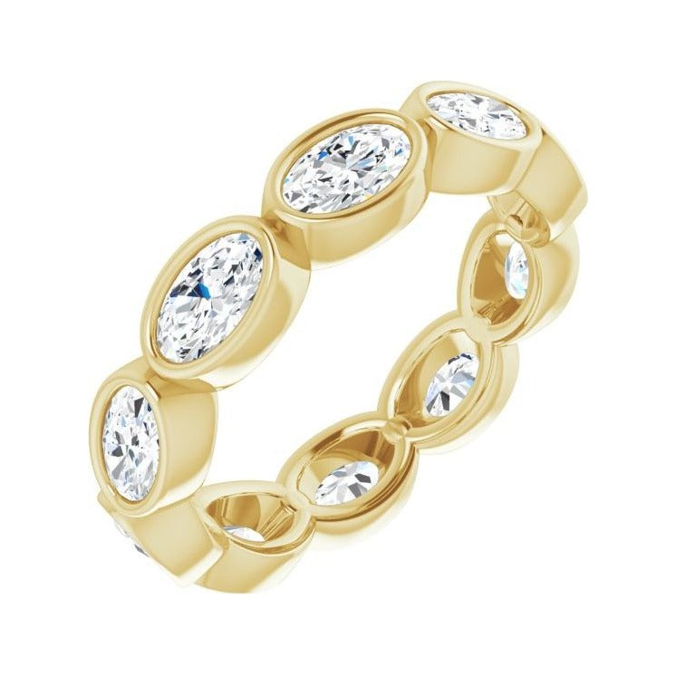 Sapphire Row Natural Diamond Oval Station Band - 10K Yellow Gold, 6