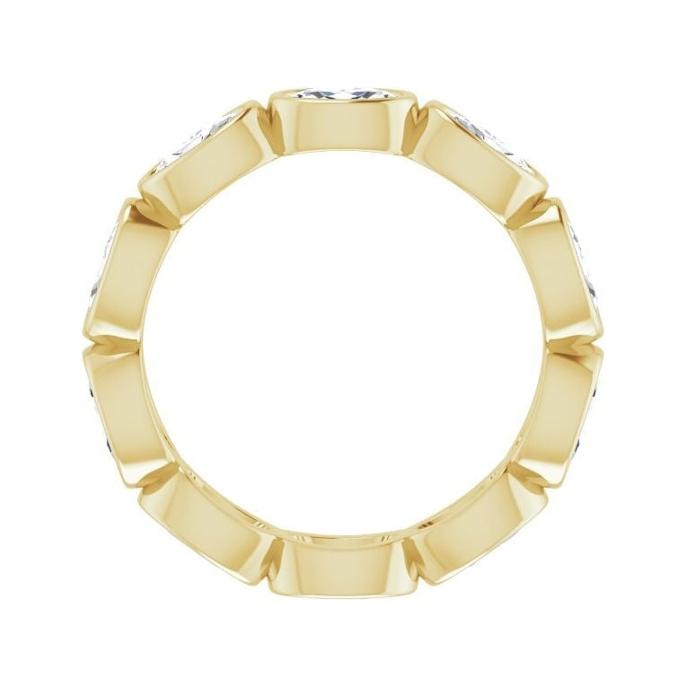 Sapphire Row Natural Diamond Oval Station Band - 10K Yellow Gold, 6 (view 2)