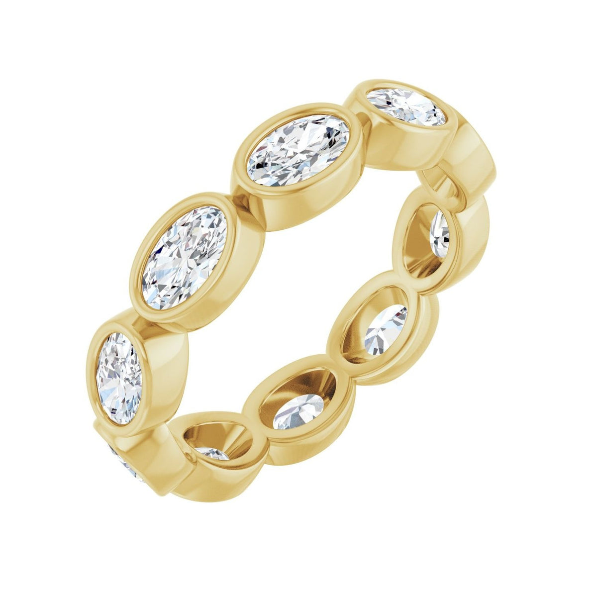 Sapphire Row Natural Diamond Oval Station Band - 10K Yellow Gold, 7