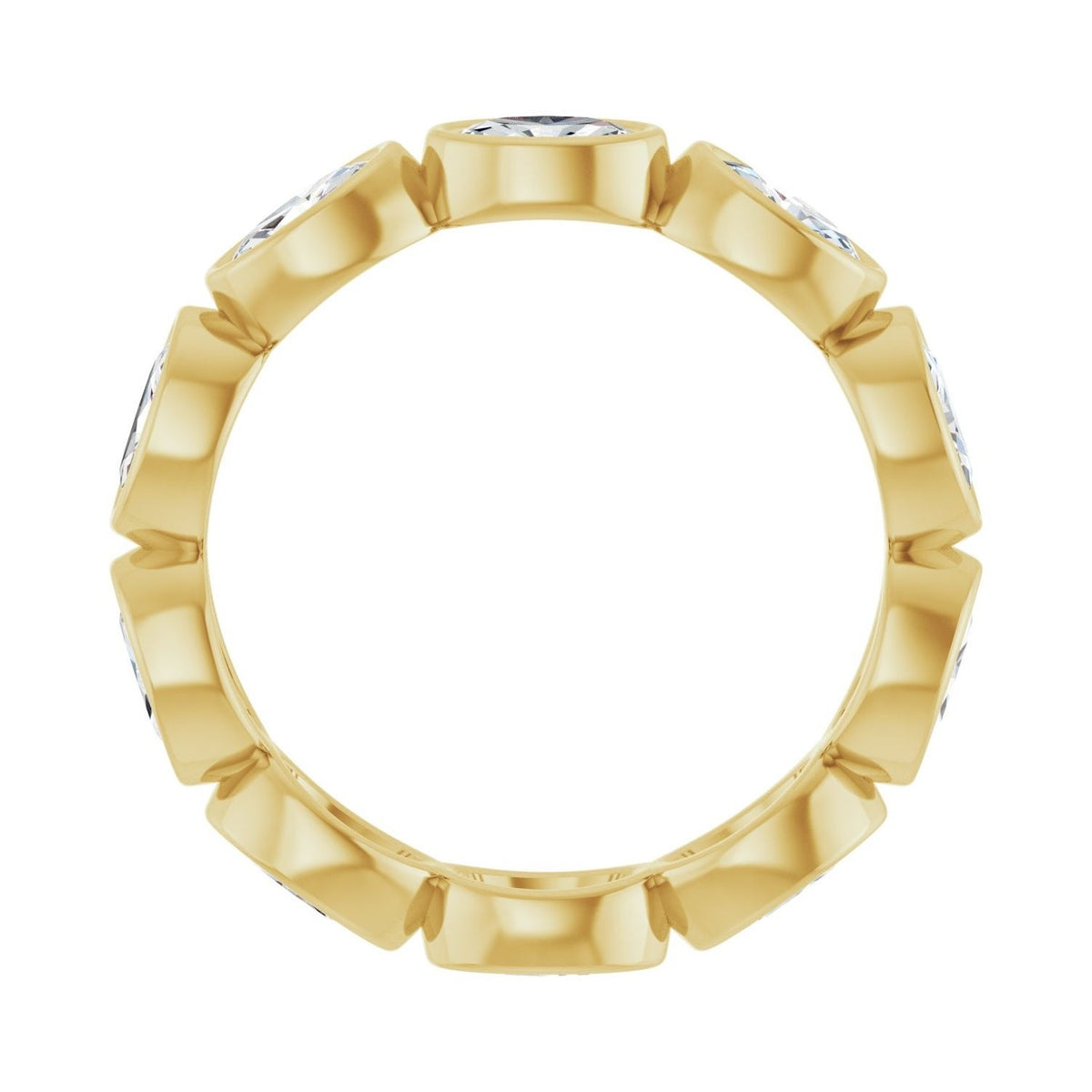 Sapphire Row Natural Diamond Oval Station Band - 10K Yellow Gold, 7 (view 2)