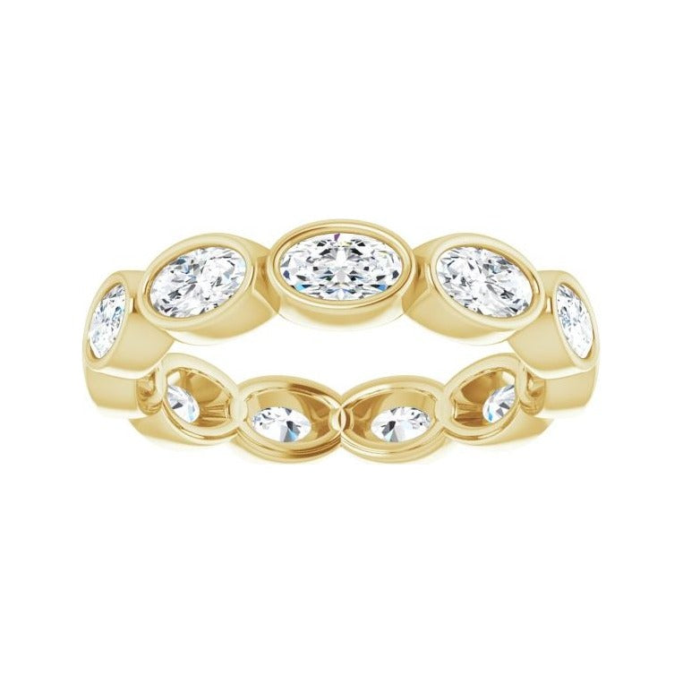 Sapphire Row Natural Diamond Oval Station Band - 10K Yellow Gold, 8 (view 3)