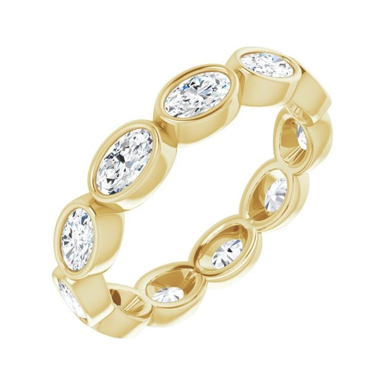 Sapphire Row Natural Diamond Oval Station Band - 10K Yellow Gold, 9