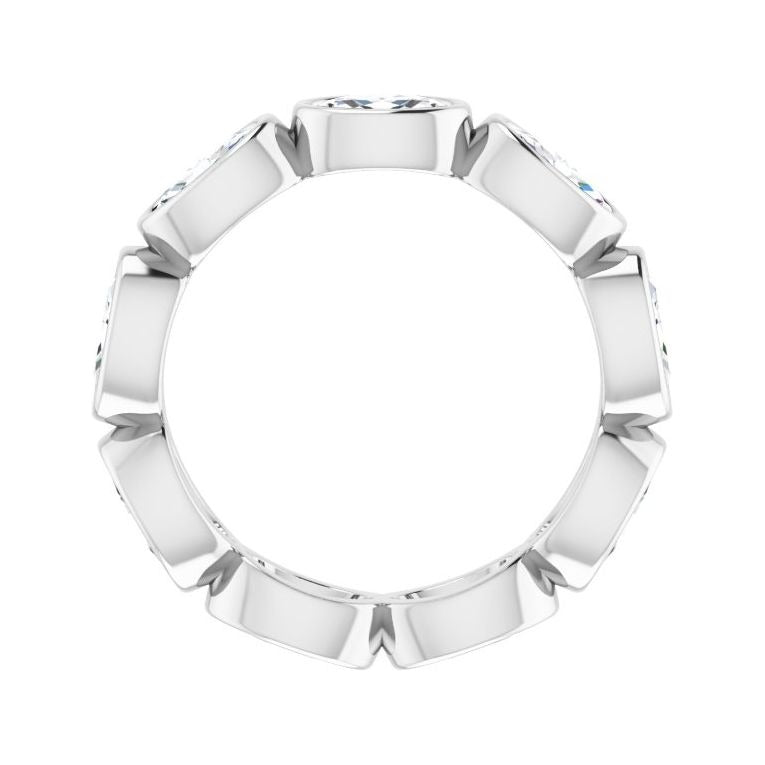 Sapphire Row Natural Diamond Oval Station Band - 10K White Gold, 4.25 (view 2)