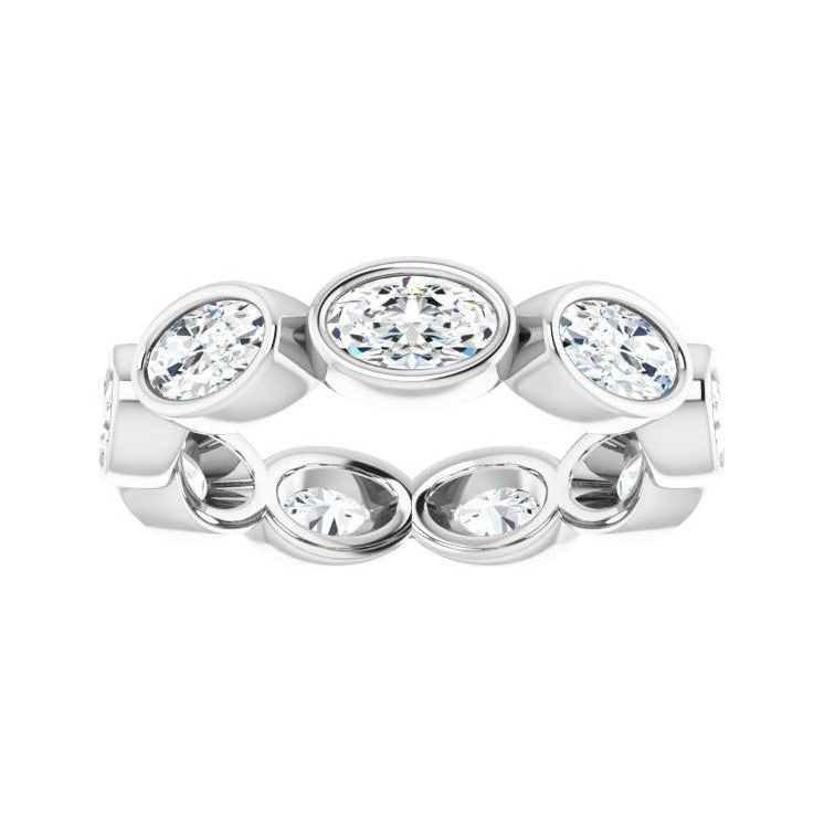 Sapphire Row Natural Diamond Oval Station Band - 10K White Gold, 4.75 (view 3)