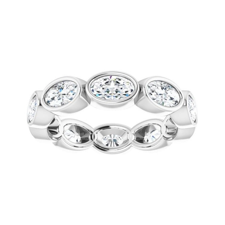 Sapphire Row Natural Diamond Oval Station Band - 10K White Gold, 5.75 (view 3)