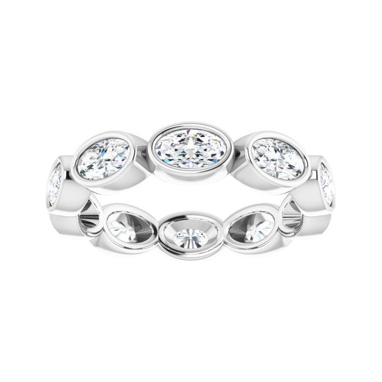 Sapphire Row Natural Diamond Oval Station Band - 10K White Gold, 7.25 (view 3)