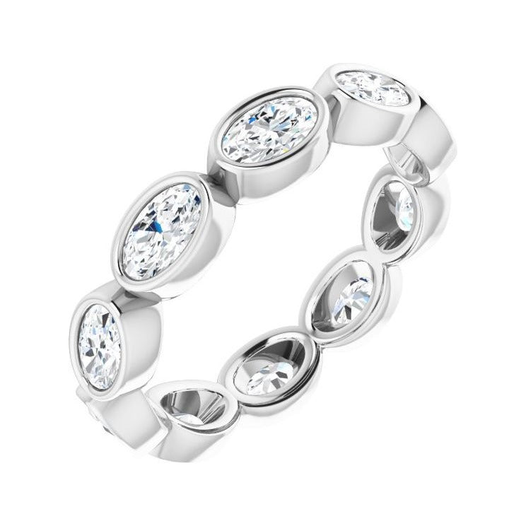 Sapphire Row Natural Diamond Oval Station Band - 10K White Gold, 7.75