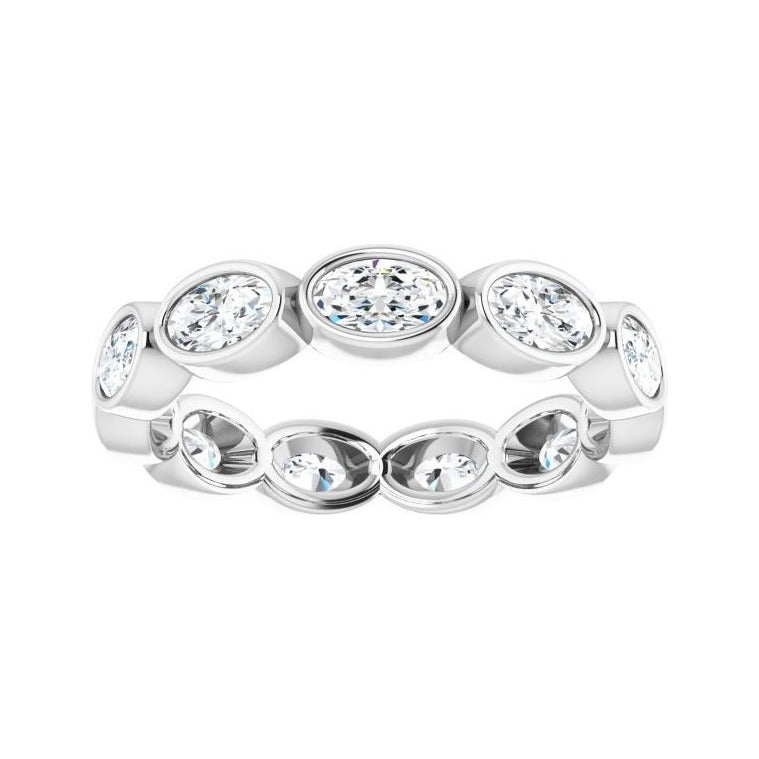 Sapphire Row Natural Diamond Oval Station Band - 10K White Gold, 8.75 (view 3)
