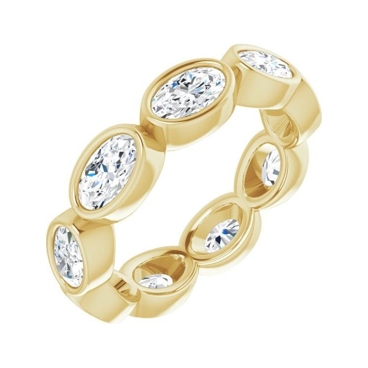 Sapphire Row Natural Diamond Oval Station Band - 10K Yellow Gold, 4.5