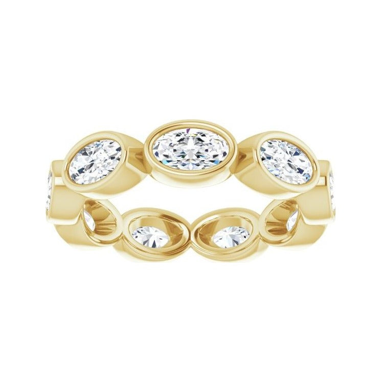 Sapphire Row Natural Diamond Oval Station Band - 10K Yellow Gold, 5.5 (view 3)