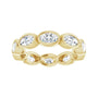 Sapphire Row Natural Diamond Oval Station Band - 10K Yellow Gold, 6.5 (view 3)