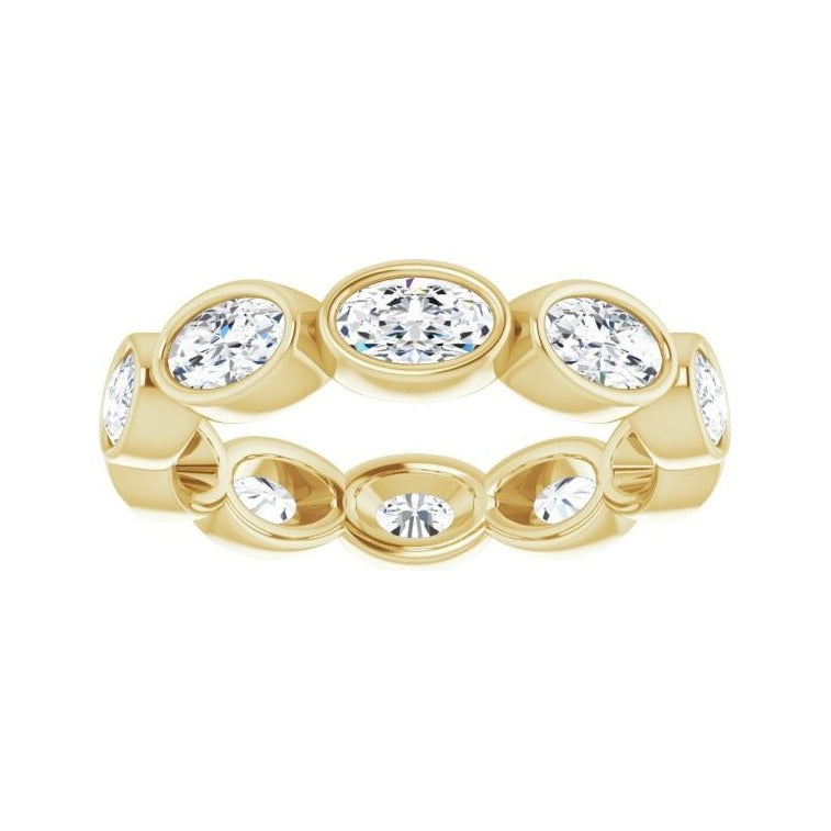 Sapphire Row Natural Diamond Oval Station Band - 10K Yellow Gold, 6.5 (view 3)