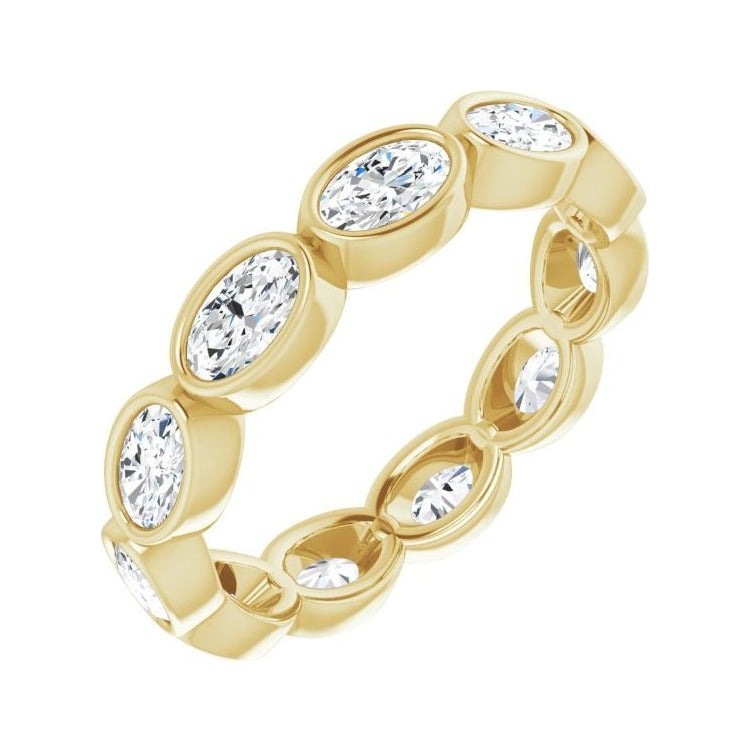 Sapphire Row Natural Diamond Oval Station Band - 10K Yellow Gold, 8.5
