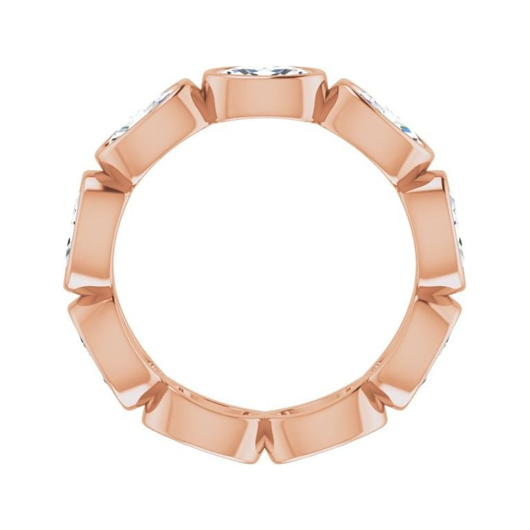 Sapphire Row Natural Diamond Oval Station Band - 10K Rose Gold, 4.25 (view 2)