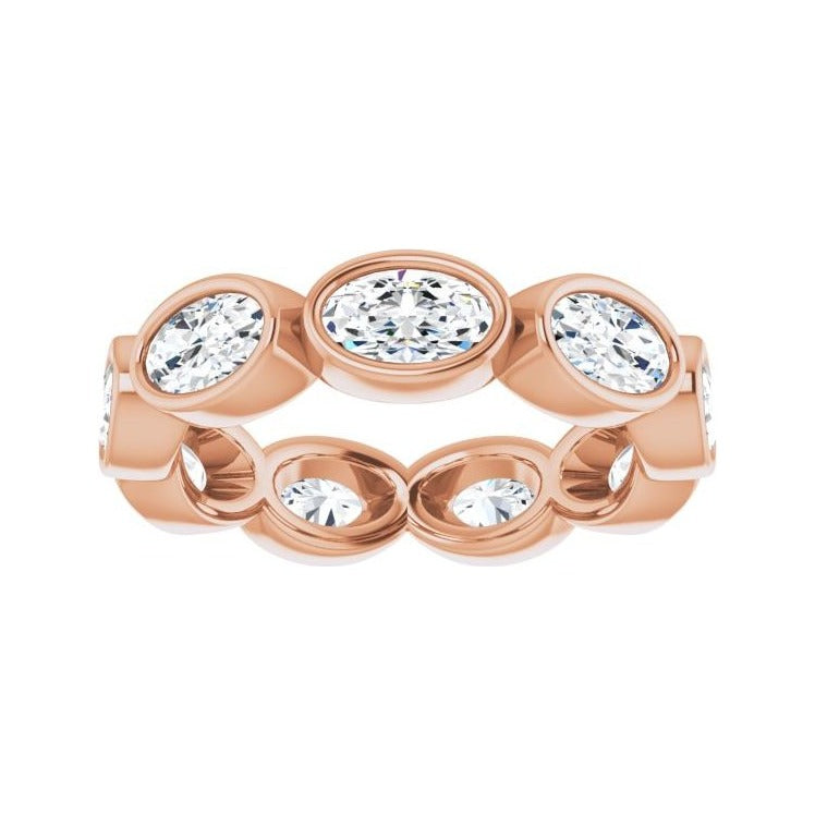 Sapphire Row Natural Diamond Oval Station Band - 10K Rose Gold, 4.25 (view 3)