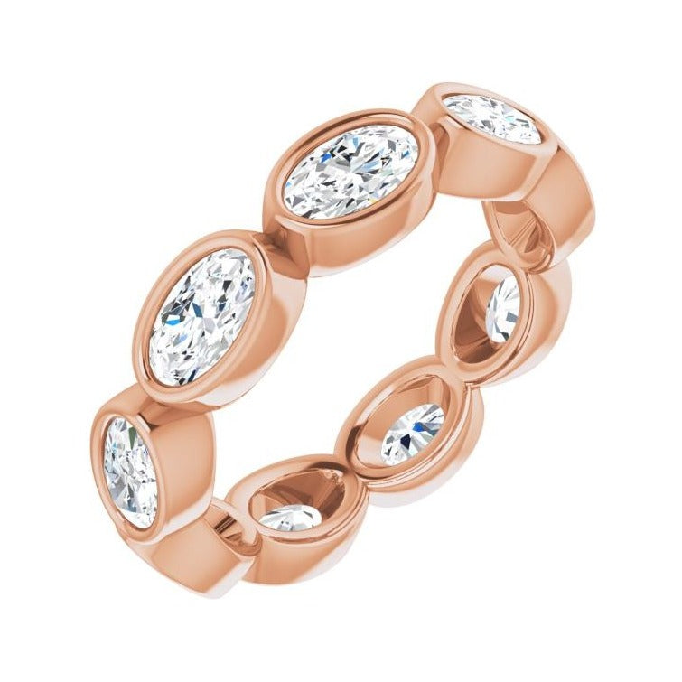 Sapphire Row Natural Diamond Oval Station Band - 10K Rose Gold, 4.75