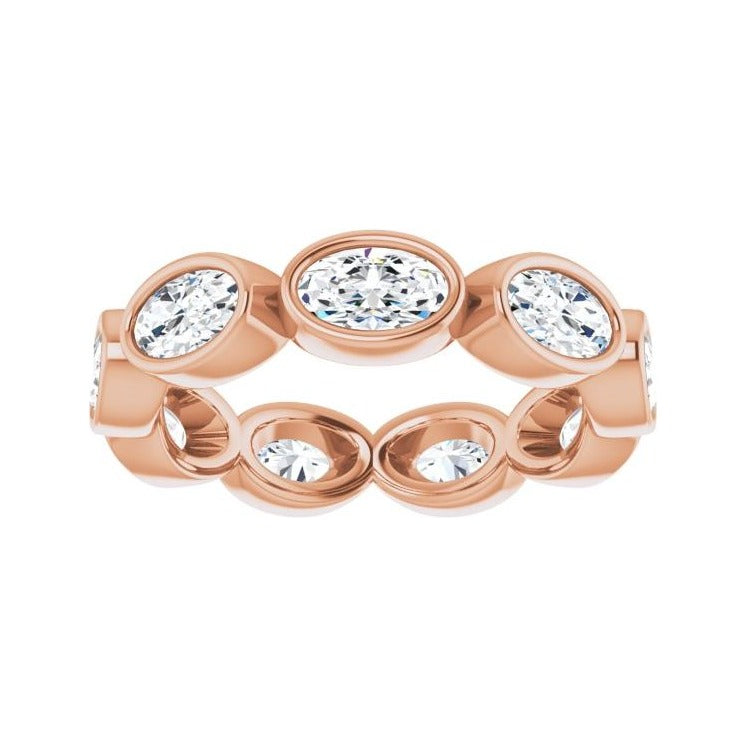 Sapphire Row Natural Diamond Oval Station Band - 10K Rose Gold, 5.25 (view 3)