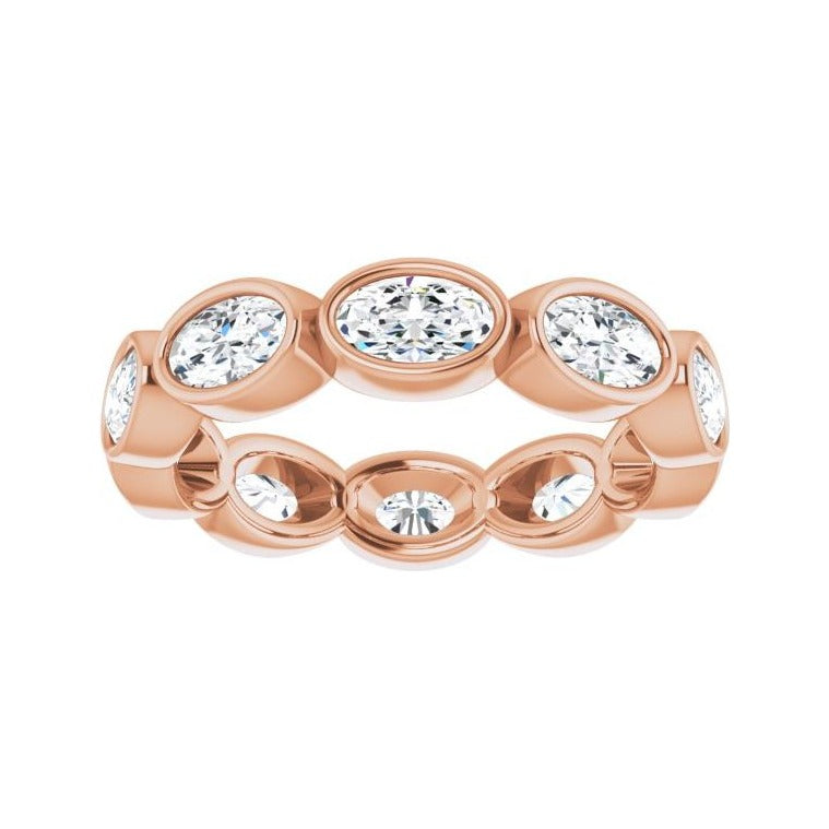 Sapphire Row Natural Diamond Oval Station Band - 10K Rose Gold, 6.25 (view 3)