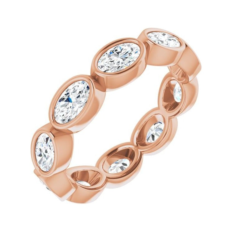 Sapphire Row Natural Diamond Oval Station Band - 10K Rose Gold, 6.75