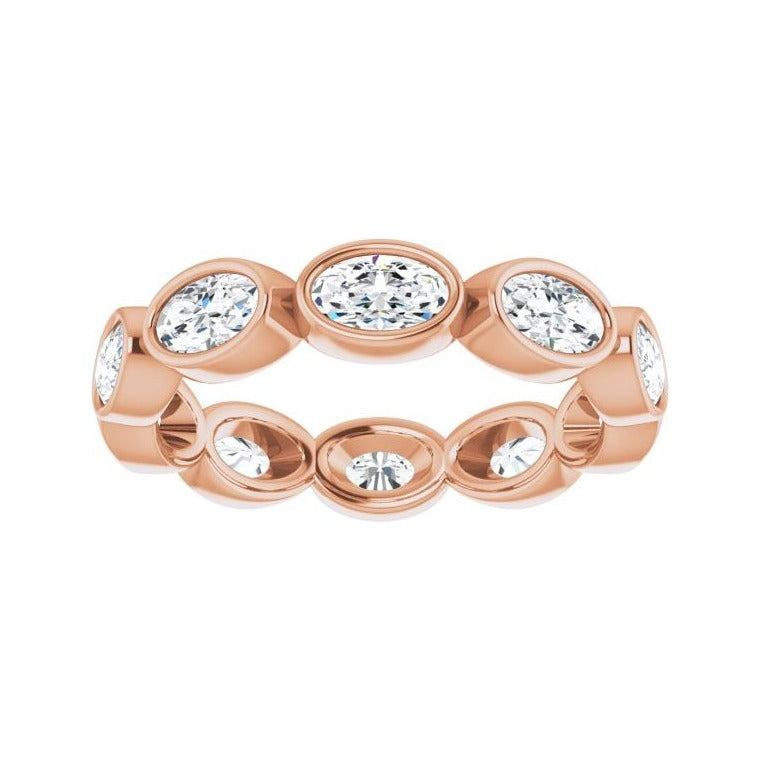 Sapphire Row Natural Diamond Oval Station Band - 10K Rose Gold, 7.75 (view 3)