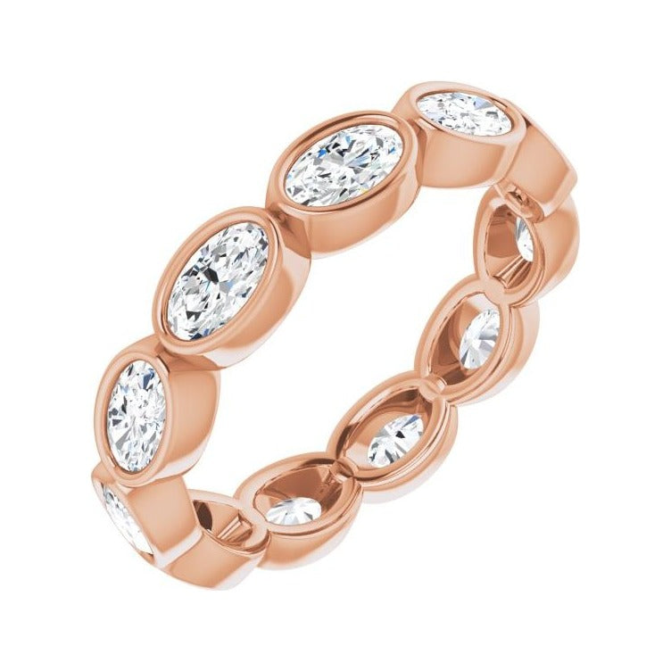 Sapphire Row Natural Diamond Oval Station Band - 10K Rose Gold, 8.25