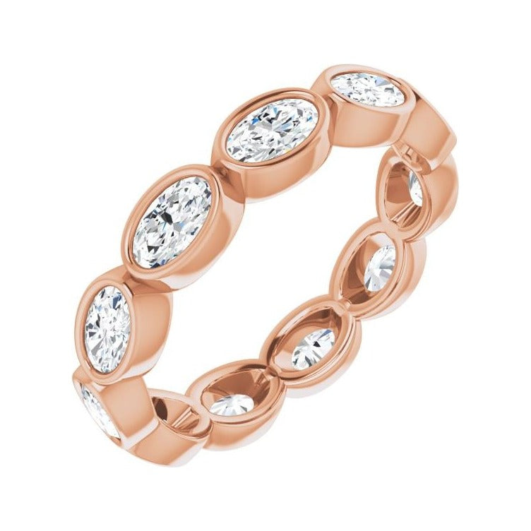 Sapphire Row Natural Diamond Oval Station Band - 10K Rose Gold, 8.75