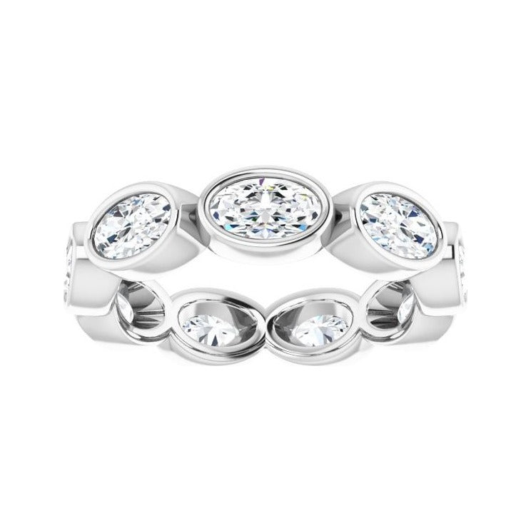 Sapphire Row Natural Diamond Oval Station Band - 10K White Gold, 4.5 (view 3)