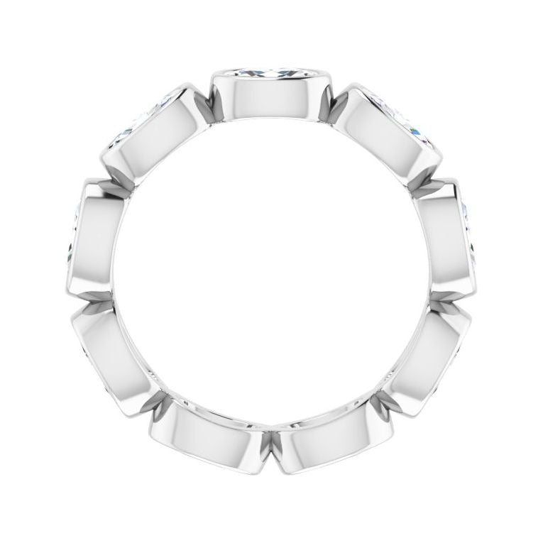 Sapphire Row Natural Diamond Oval Station Band - 10K White Gold, 5.5 (view 2)