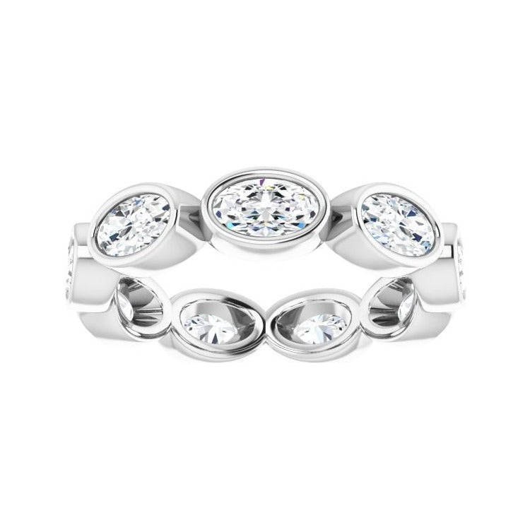 Sapphire Row Natural Diamond Oval Station Band - 10K White Gold, 5.5 (view 3)