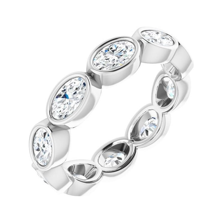 Sapphire Row Natural Diamond Oval Station Band - 10K White Gold, 6.5